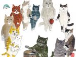 「油屋に列をつくる猫たち」4号変形 透明水彩