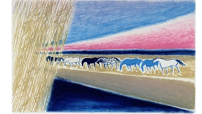 アンドレ・ブラジリエ「一列の馬」 （縦54.5×横70㎝）