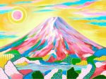 「河口湖の富士山」 4F キャンバス、手彩色版画