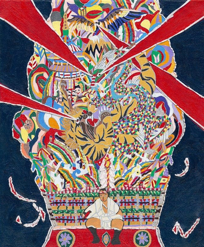 祭「イヤッ ホイサー」（2022）

アクリル・糸・キャンバス　45.5×38.0cm