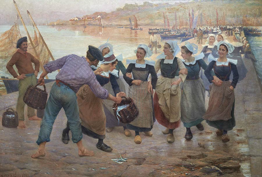 アルフレッド・ギユ《コンカルノーの鰯加工場で働く娘たち》1896年頃　カンペール美術館蔵
Collection du musée des beaux-arts de Quimper