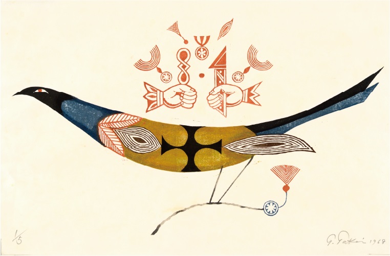 鳥の連作№５（ 木版 ）1968年