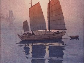 吉田博《帆船 朝 『瀬戸内海集』》1926 年、広島県立美術館蔵 ※2月7日～3月4日のみ展示