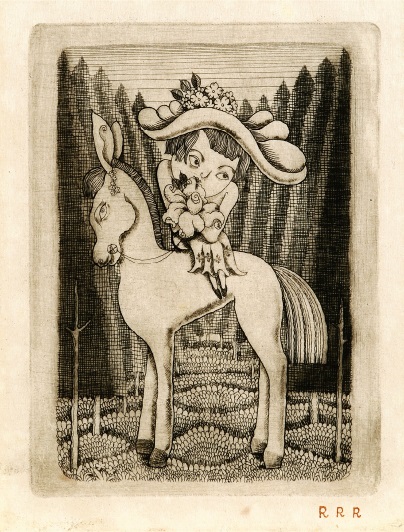 馬乗り娘　1935年（ 銅版画 ）