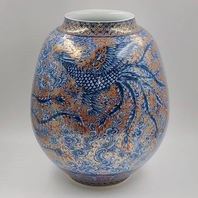 村上俊彦・邦彦 「火の鳥紋様花瓶」 幅25・4cm×高さ30.4cm