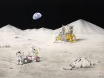 On the Moon_ Earthrise 57.8×85cm　2023 絹，胡粉，岩絵具，墨，膠