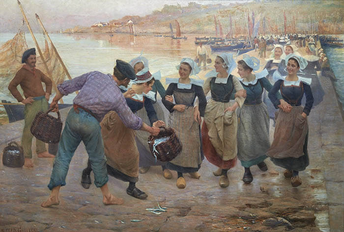 アルフレッド・ギユ《コンカルノーの鰯加工場で働く娘たち》　1896年頃　油彩・カンヴァス
カンペール美術館蔵　collection du musée des beaux-arts de Quimper