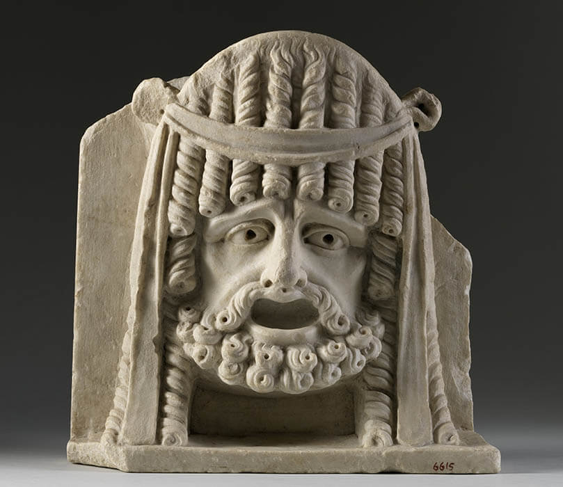 悲劇の仮面を表した軒瓦（アンテフィクス） 1世紀　ナポリ国立考古学博物館
Photo © Luciano and Marco Pedicini（通期）