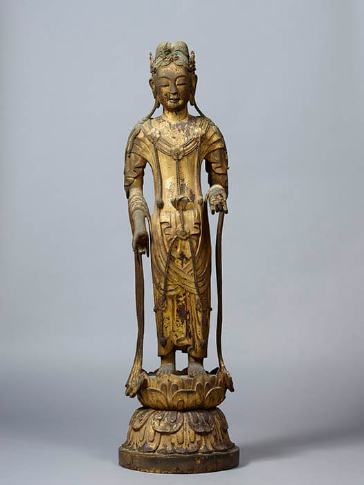 重要文化財 文殊菩薩立像（法隆寺六観音のうち）飛鳥時代　7世紀　法隆寺蔵
（画像提供：奈良国立博物館）