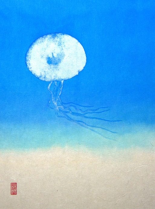 作家名：関 出

作品名：海の月

サイズ：4号

技法：和紙・染料・膠／日本画
