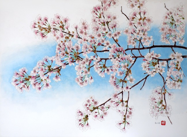 庭の桜（55×75cm）