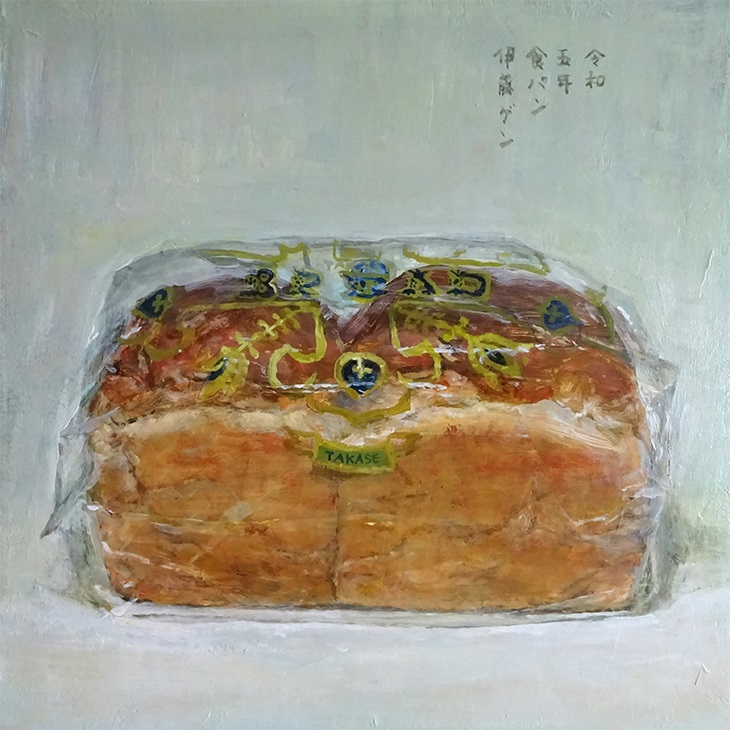 食パン キャンバスにアクリル絵具 サイズ：S4号（33×33cm）