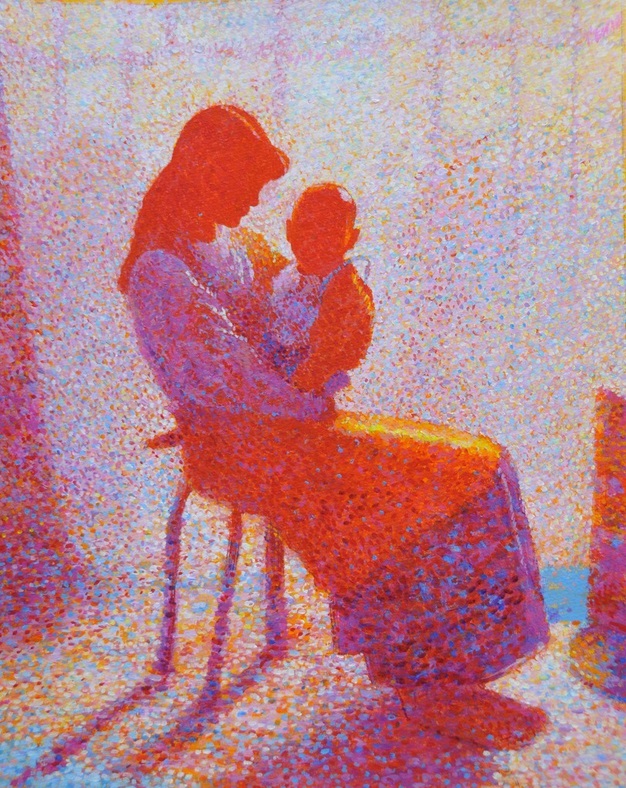 「母と子」 36.5×29 水彩