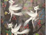 「Catbird Tree」 acrylic＆wax on panel, 27.9×35.5cm