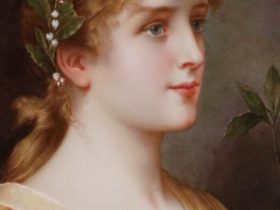 〈ベルリンK.P.M.〉 「小花の髪飾り」 画面寸法：縦25cm 横20cm　19世紀末頃