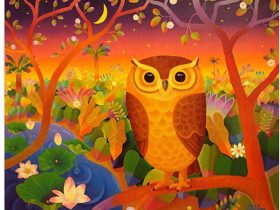 「Happy Owl」 （キャンバスに油彩、10号F）