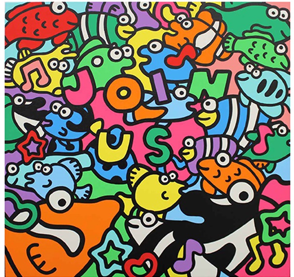 SHETA「LOVE TROPICAL FISH 」 （キャンバスにアクリル絵具、縦65×横65cm）