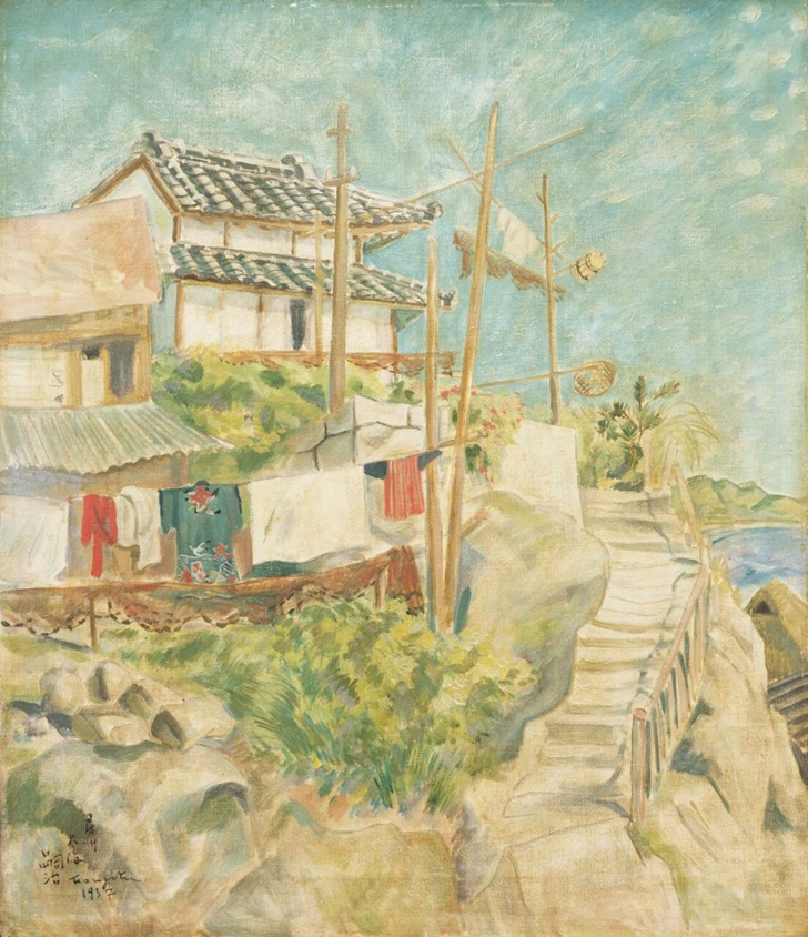 藤田嗣治《夏の漁村（房州太海）》1937年　千葉市美術館蔵