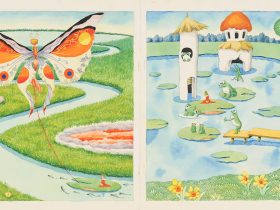 《おやゆびひめ》 武井武雄　1965年　クレヨン、水彩　© 岡谷市／イルフ童画館
