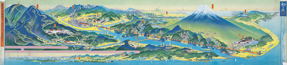 肉筆画《富士身延鉄道沿線名所鳥瞰図》昭和3（1928）年　堺市博物館蔵