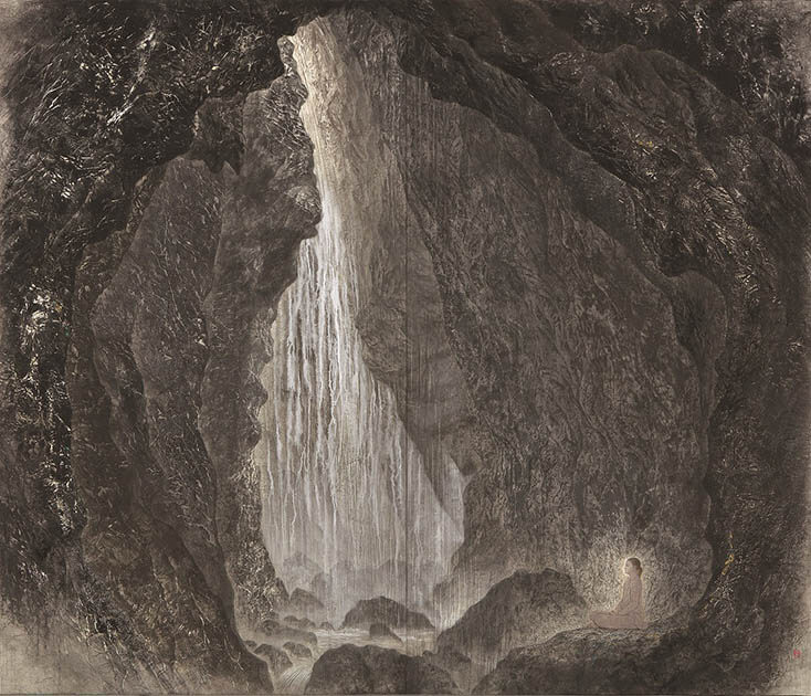 西田 俊英《滝の洞窟・禅》