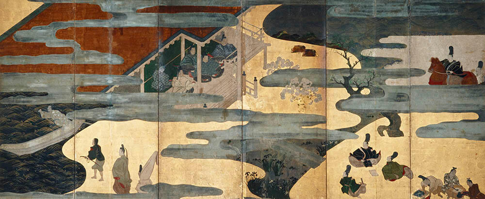 《伊勢物語図屏風》（左隻）宗達派　桃山～江戸・17世紀　泉屋博古館