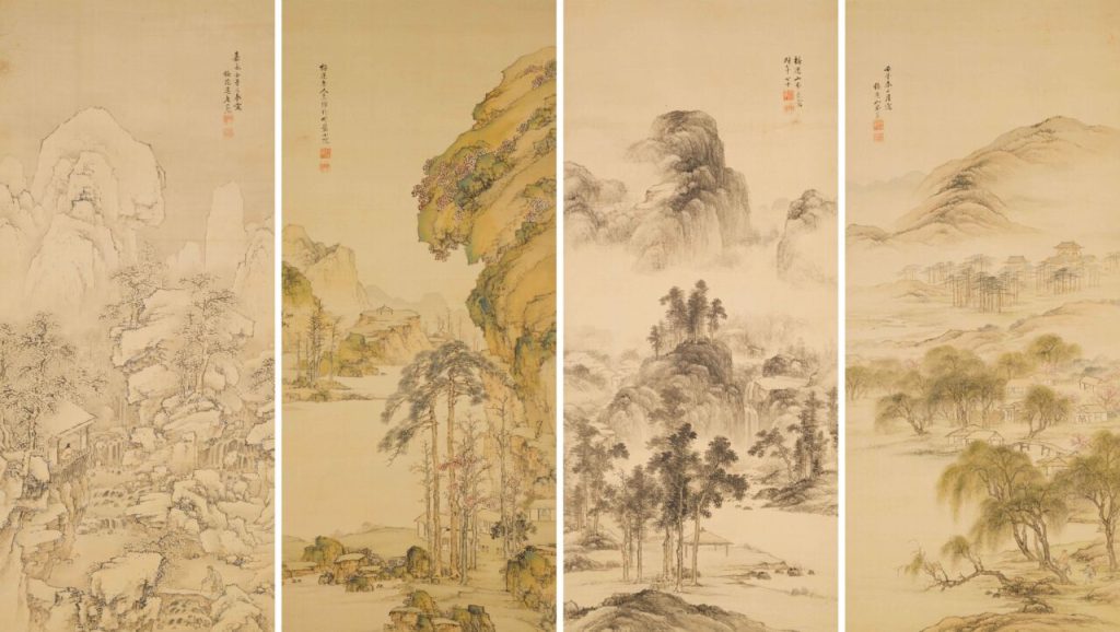 山本梅逸《四季山水図》嘉永5年（1852）　千葉市美術館蔵