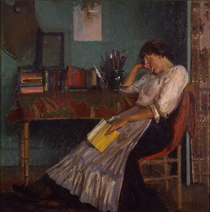 湯浅一郎《パリのアトリエにて》
1909年、油彩・カンヴァス、群馬県立近代美術館蔵