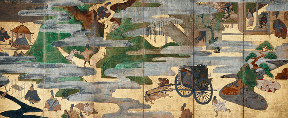 《伊勢物語図屏風》（右隻）宗達派　桃山～江戸・17世紀　泉屋博古館