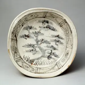 志野松図鉢　桃山時代 16～17世紀