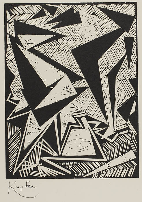 フランティシェク・クプカ『黒と白の４つの物語のために』より、1926年、木版、町田市立国際版画美術館蔵