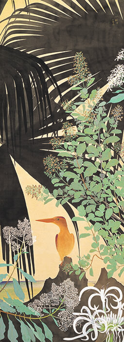 「初夏の海に赤翡翠」昭和37年（1962）頃　絹本墨画着色　田中一村記念美術館蔵
©2024 Hiroshi Niiyama