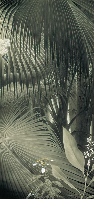 「枇榔樹の森」昭和48年（1973）以前　絹本墨画着色　田中一村記念美術館蔵
©2024 Hiroshi Niiyama