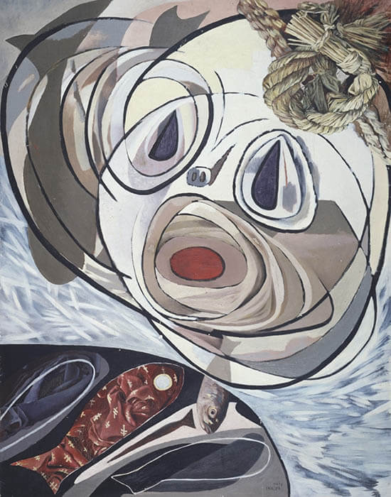 桂ゆき《人と魚》1954年　愛知県美術館