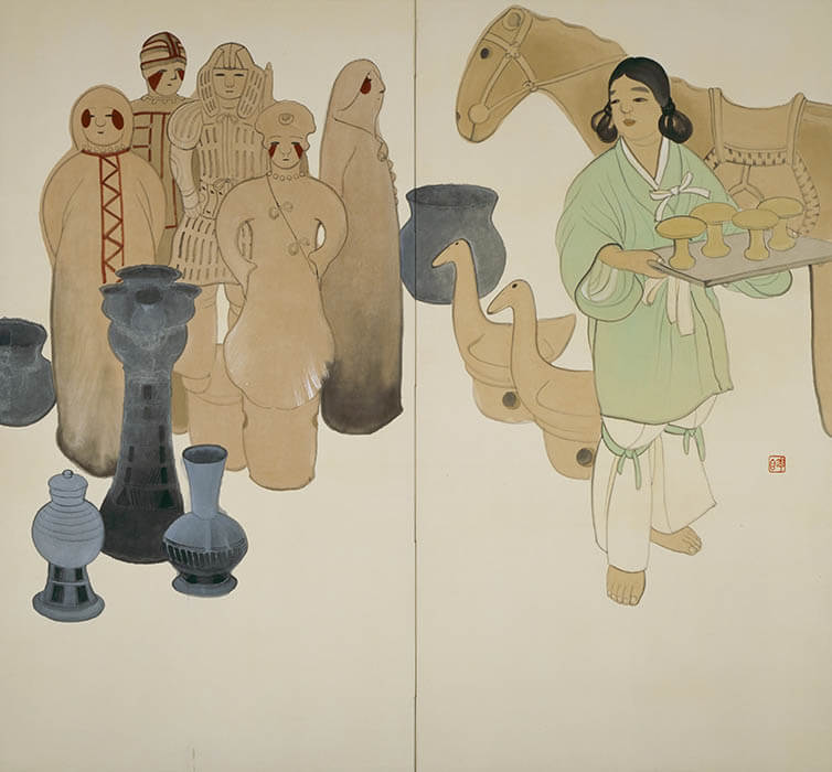 都路華香《埴輪》(右隻)　1916年　京都国立近代美術館