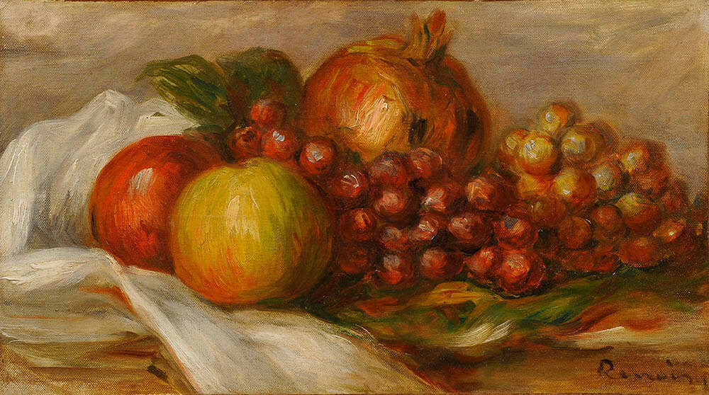 ピエール・オーギュスト・ルノワール≪果物の静物≫ 1902年頃　油彩、カンヴァス・18.5×32.5㎝