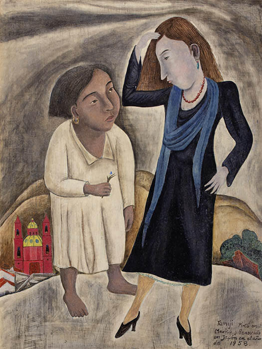 《アメリカ婦人とメキシコ女》1935年（1958年補筆）　テンペラ、油彩／板　郡山市立美術館