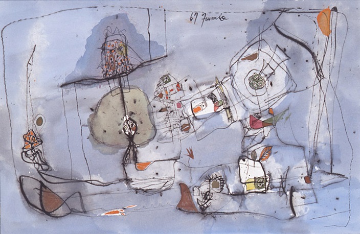 《トロンボーンの行進曲》
1967
水彩，インク，紙
27.0 x 38.0cm
世田谷美術館蔵