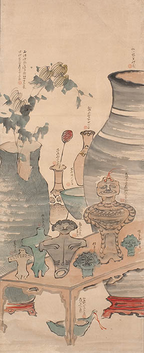 虫山人《陸奥全国古陶之図》（部分） 1877～1886年頃　弘前大学北日本考古学研究センター