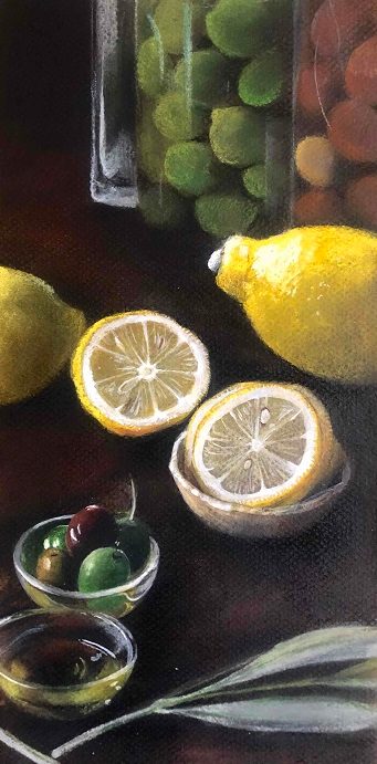 「オリーブと檸檬」

31.3×15.1cm
パステル、アクリル