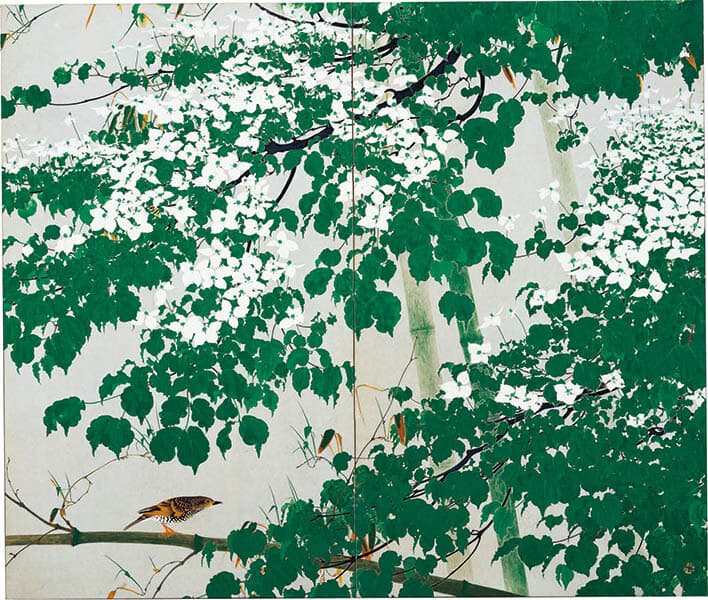 「白い花」昭和22年（1947）紙本着色　2曲1隻　田中一村記念美術館蔵
© 2023 Hiroshi Niiyama