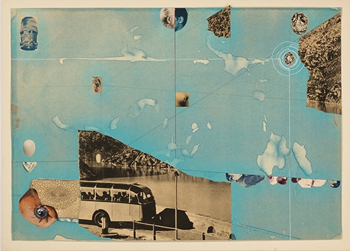 赤瀬川原平《一つの紙片から深入りしすぎた観光バス》1963年　紙・コラージュ