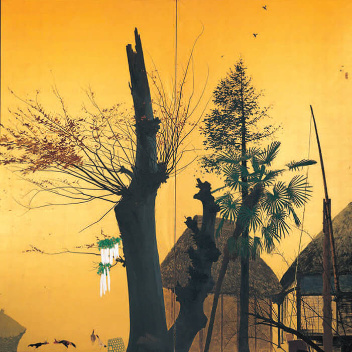 「秋晴」昭和23年（1948）9月　絹本金地着色　2曲1双　田中一村記念美術館蔵
©2024 Hiroshi Niiyama