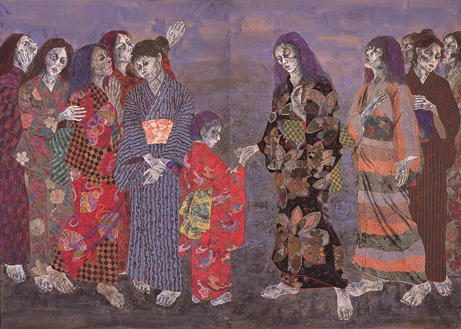 内田あぐり《女人群図－Ⅱ》207.0×289.0cm　1975年　神奈川県立近代美術館蔵
