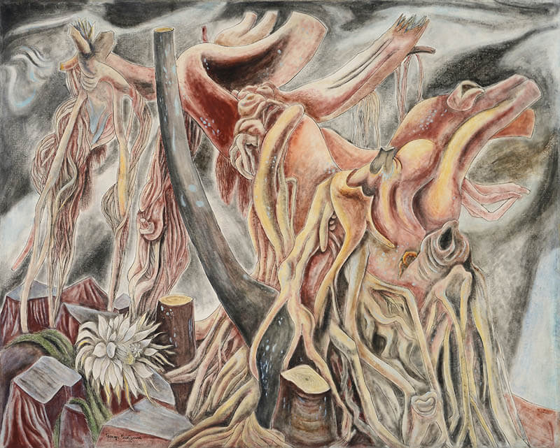 《岩山に茂る》1940年　テンペラ／キャンバス　個人蔵
