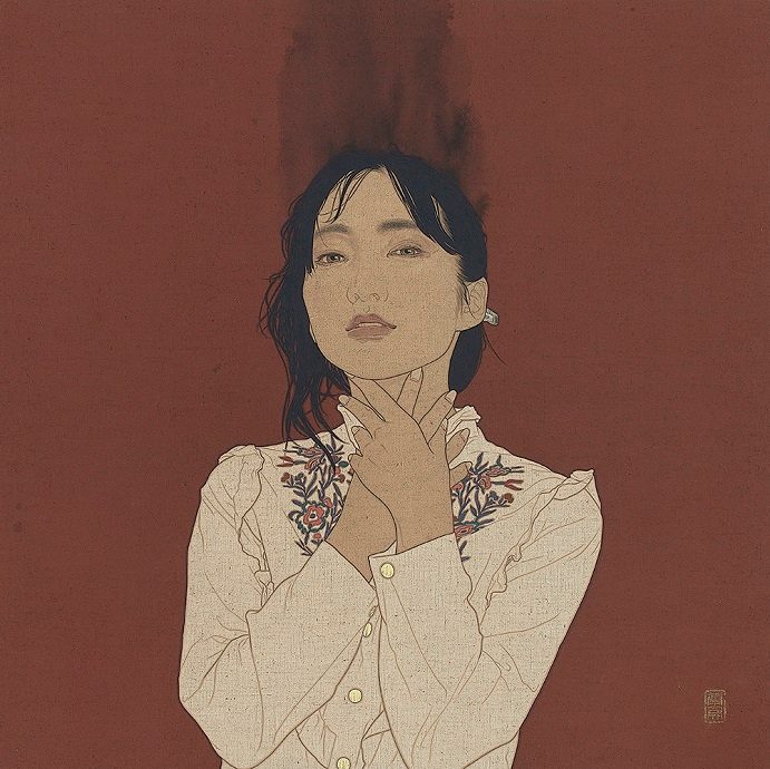 池永康晟 「失地に立つ・穂波」 65×65cm 亜麻布、岩絵具、膠、墨、金銀泥 2021年