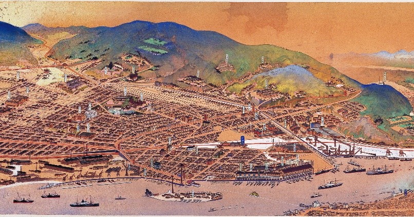 吉田初三郎 戸畑市鳥瞰図 （1933）部分