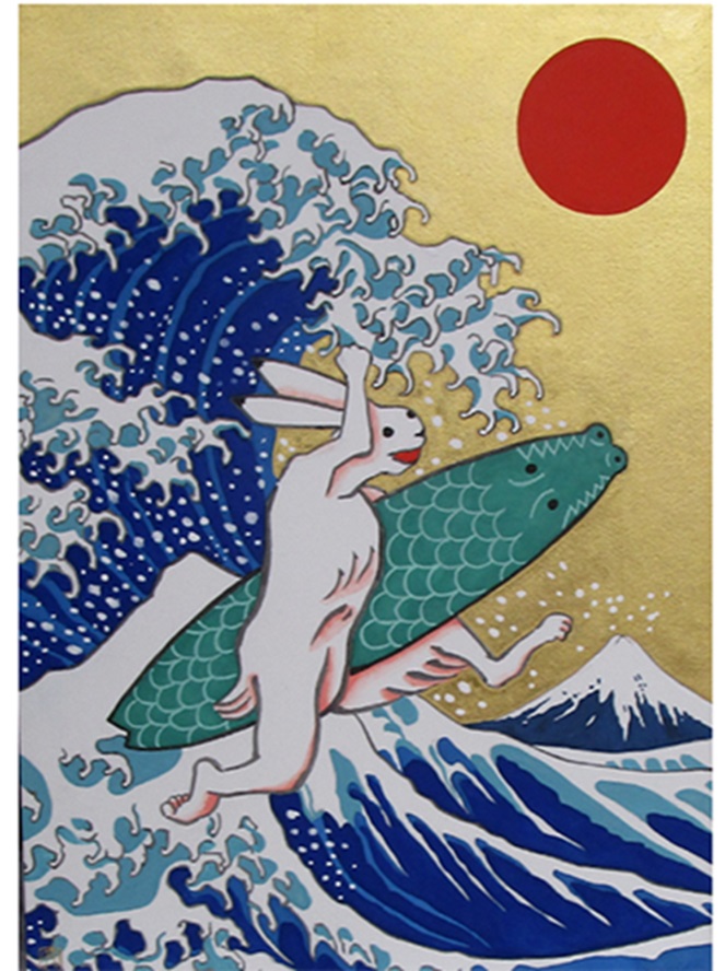 山本太郎「兎サーフボード」 （縦33.3✕横24.2㎝）