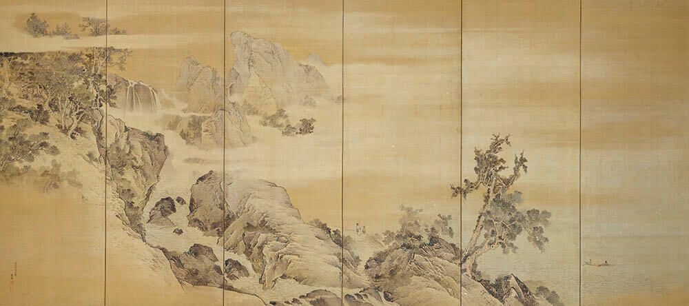 「山水図屏風」　円山応挙筆 (左隻)　江戸時代・安永2年（1773） 三井記念美術館蔵