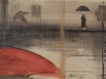 大場冨生「JAZZ RAIN – RED」 （縦29×横54cm）